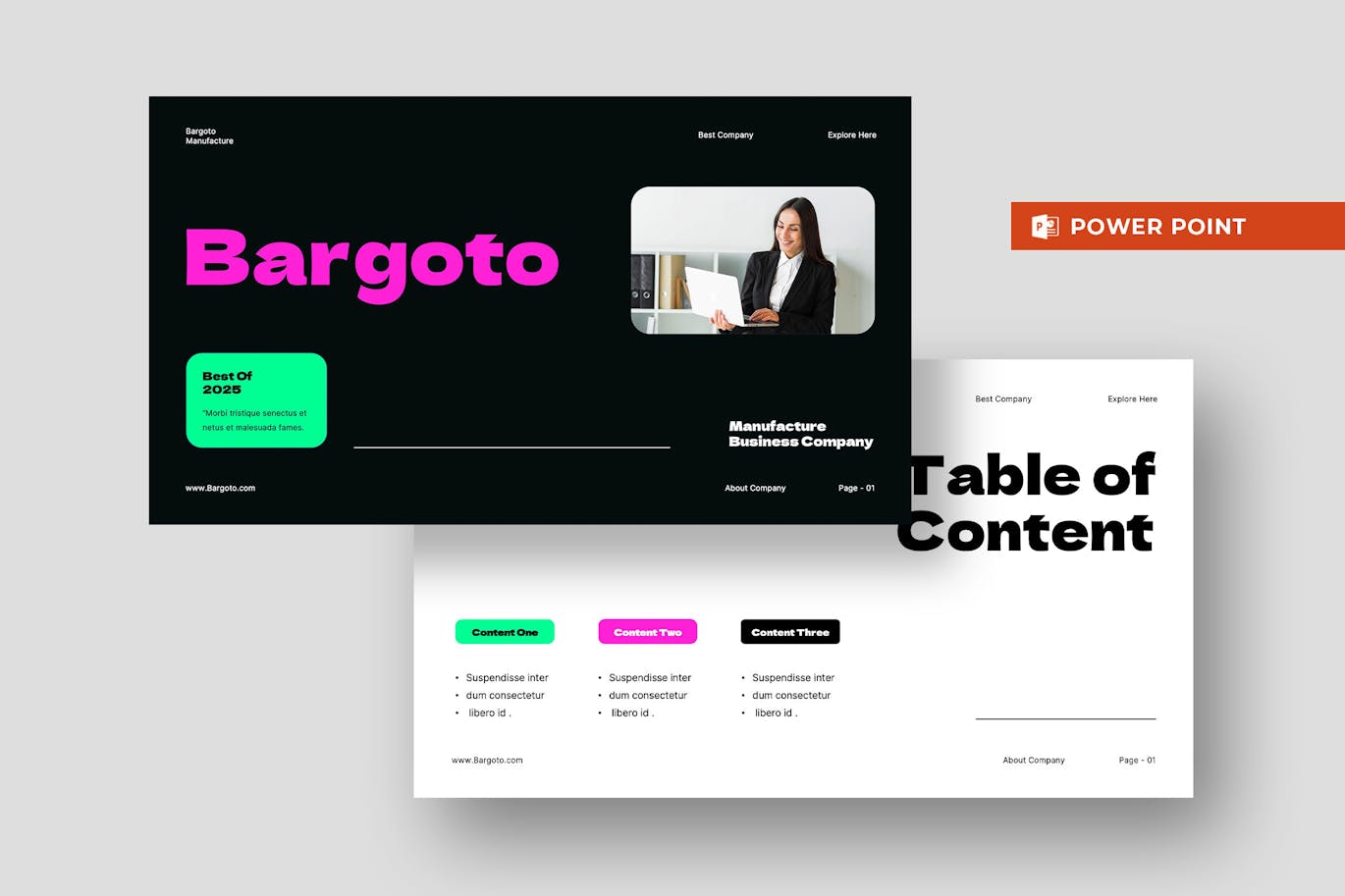 黑色粉色现代商业制造PPT模版 (PPT,PPTX)