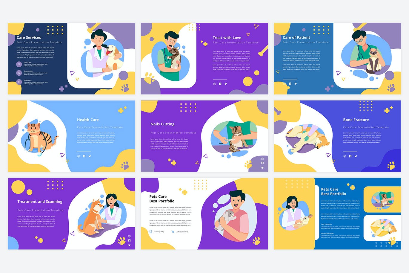 可爱 宠物护理PowerPoint模板（PPTX）