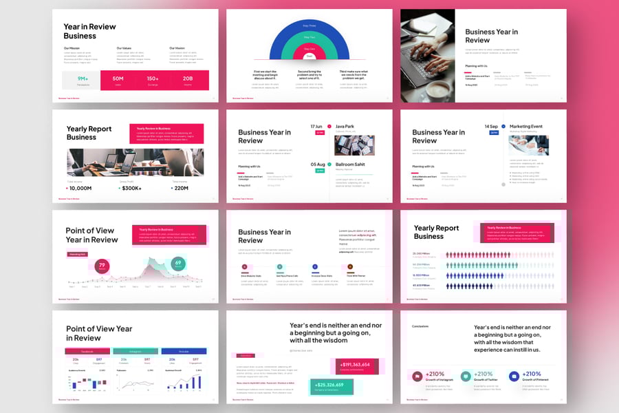年度回顾年终总结  PPT模板 (PPTX)