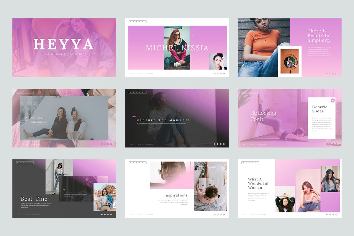 时尚绚丽粉色优雅女性美容院风格powerpoint幻灯片演示模板（pptx）