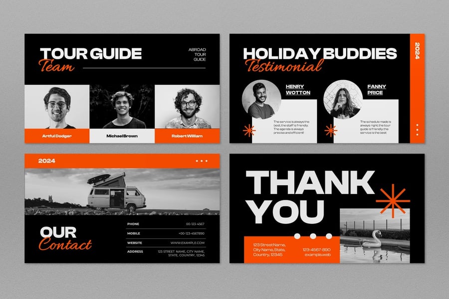 橙色大胆哥特式旅行社介绍PPT模版 (PPT,PPTX)