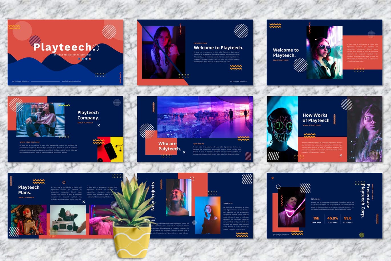 时尚高端绚丽创意powerpoint幻灯片演示模板（pptx）