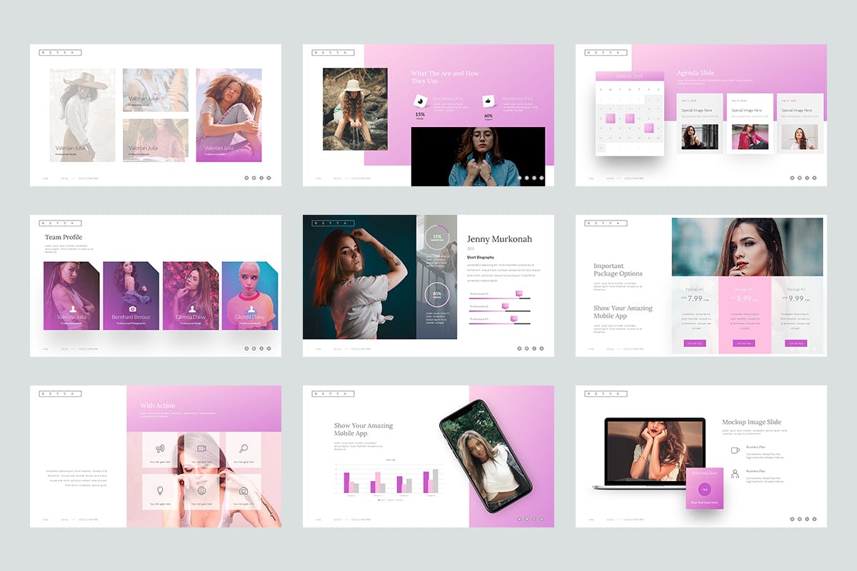 时尚绚丽粉色优雅女性美容院风格powerpoint幻灯片演示模板（pptx）