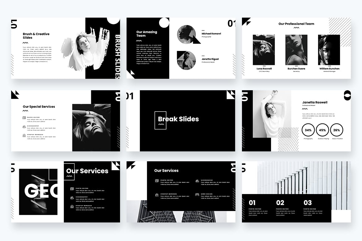 地理创意几何图形PPT模板（PPTX）