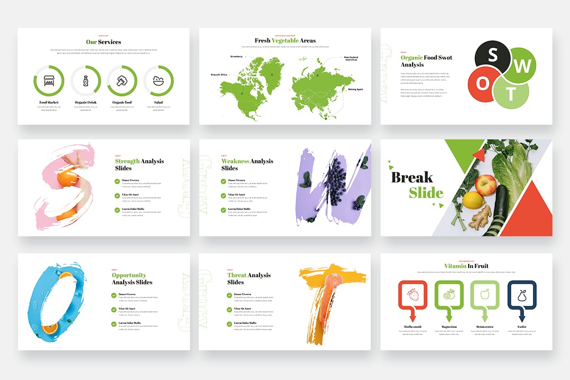 食品杂货和有机食品PPT模板(PPTX)