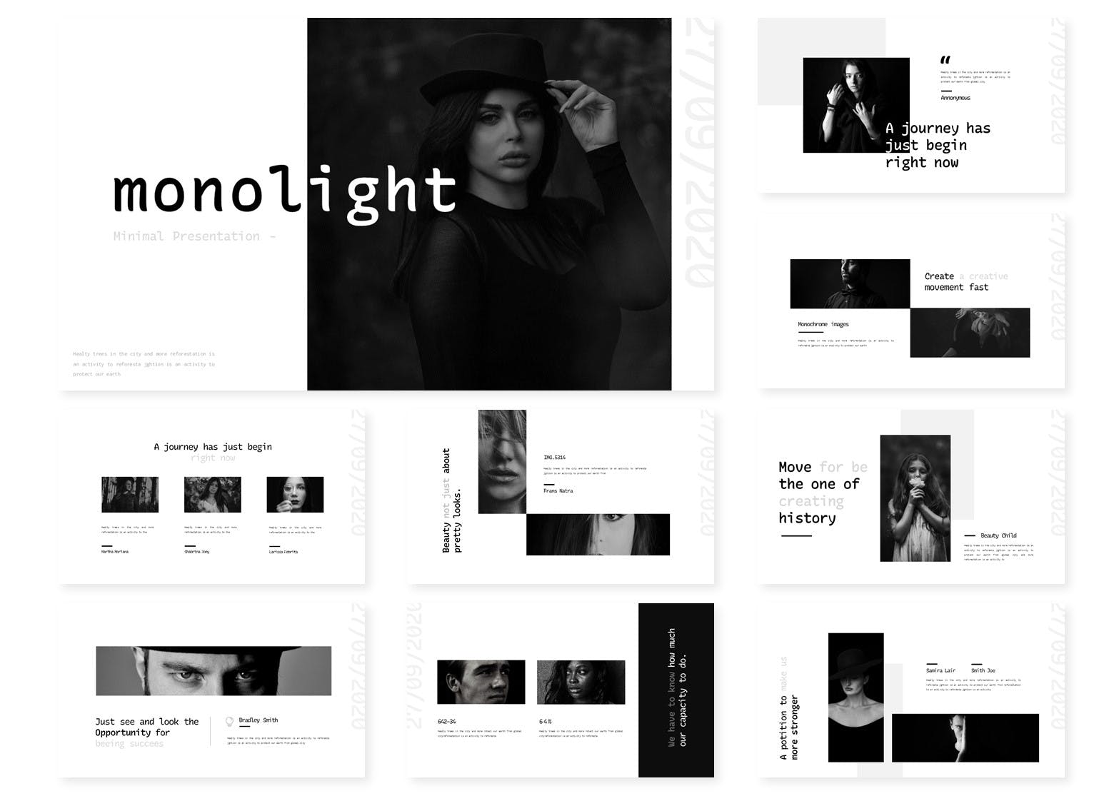 时尚极简主义PPT模板（PPTX,KEY）