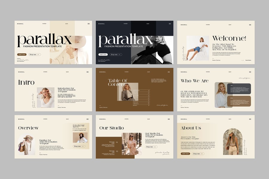 作品展示时尚 PPT模版 (PPTX)