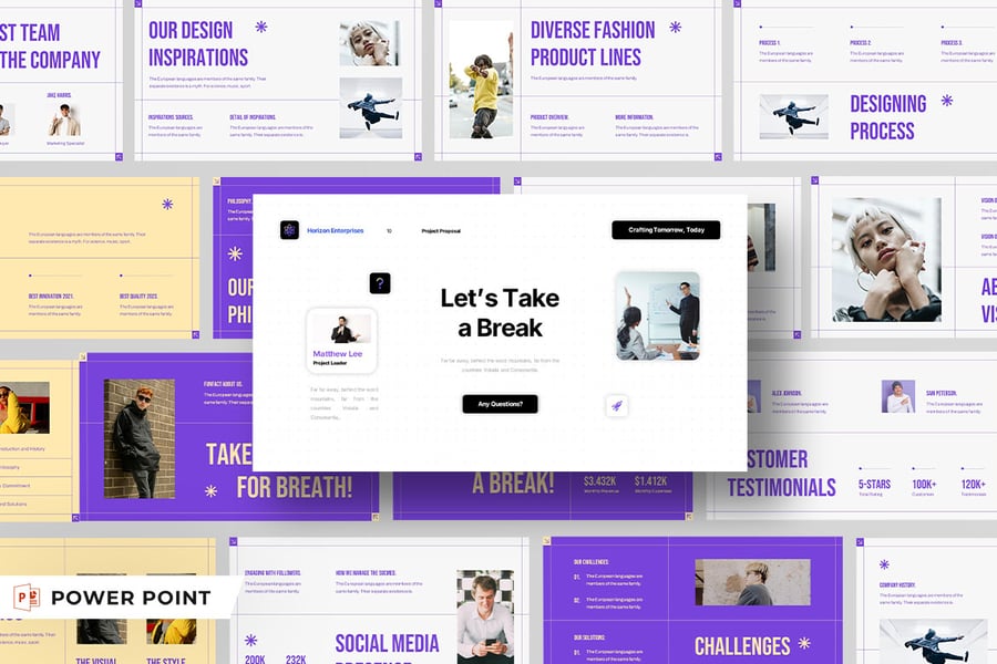 紫色奶油灰色现代风格公司简介PPT模版 (PPT,PPTX)