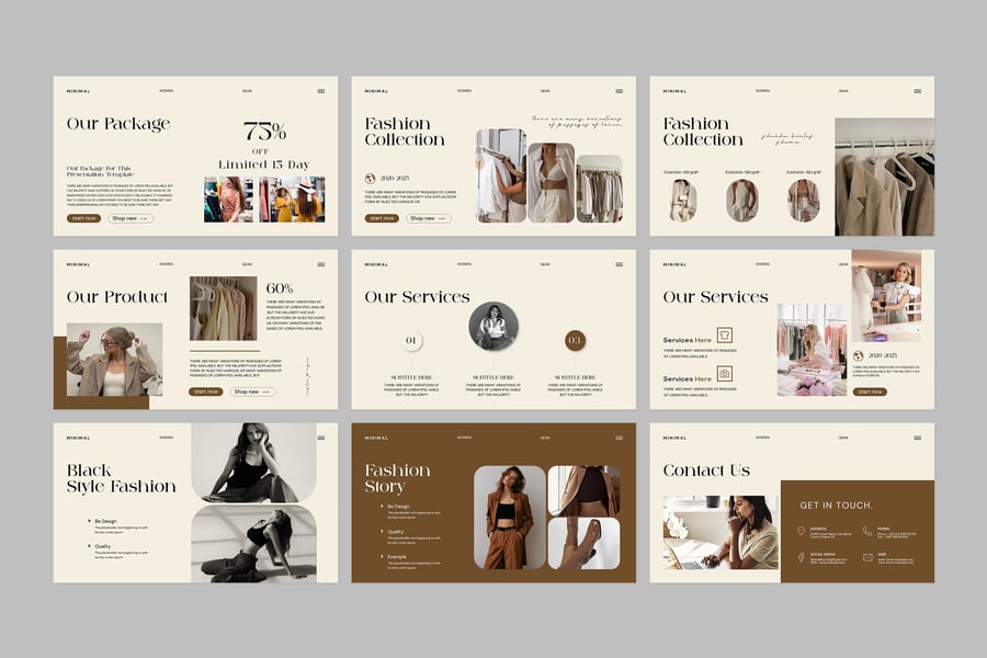 作品展示时尚 PPT模版 (PPTX)