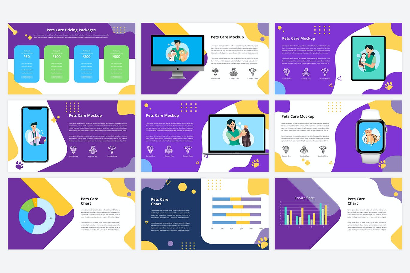 可爱 宠物护理PowerPoint模板（PPTX）