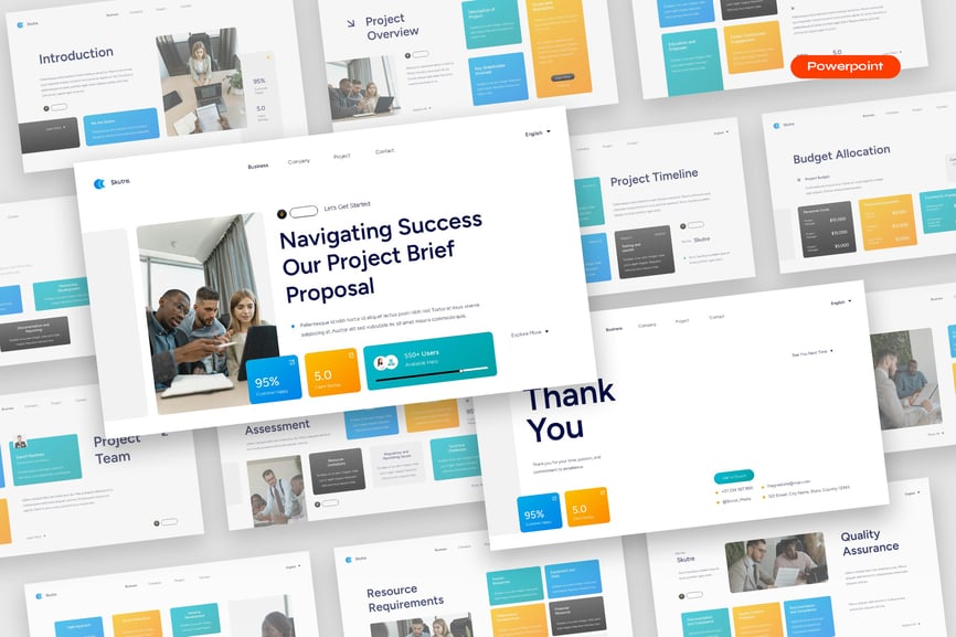 白色现代多彩公司项目建议书PPT模版 (PPTX,PPT)