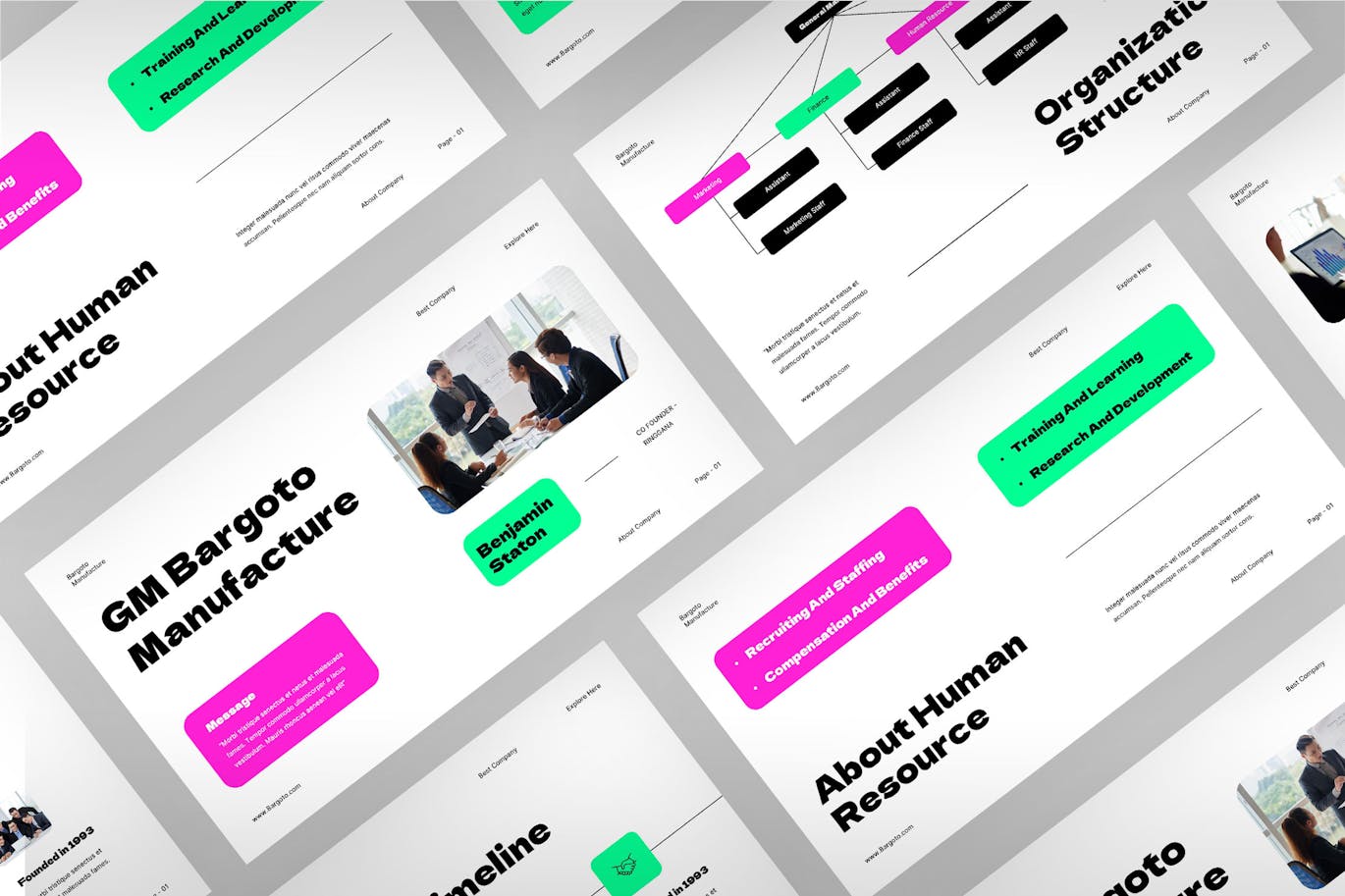 黑色粉色现代商业制造PPT模版 (PPT,PPTX)