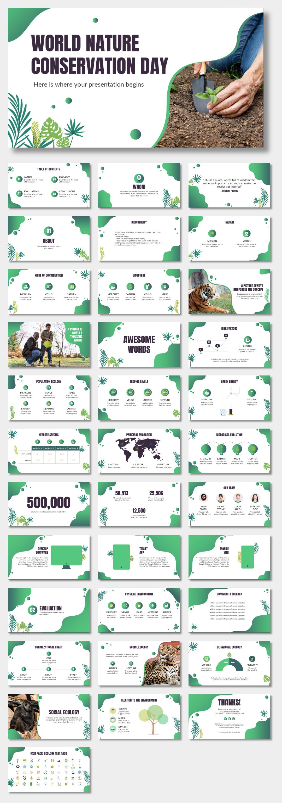 绿色植物绿叶文艺风PPT模板