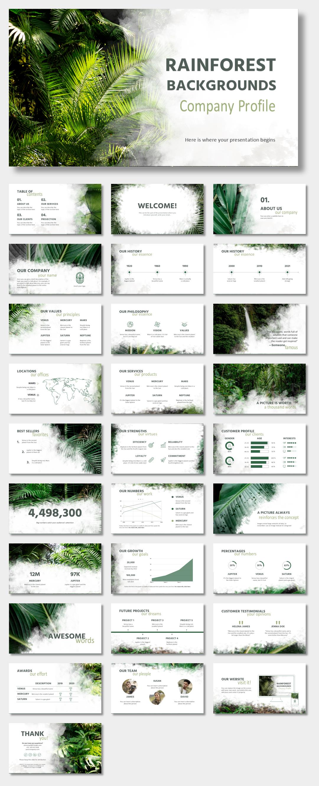 绿色植物绿叶文艺风PPT模板