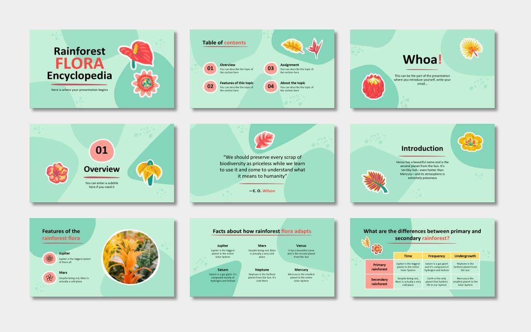 绿色植物绿叶文艺风PPT模板