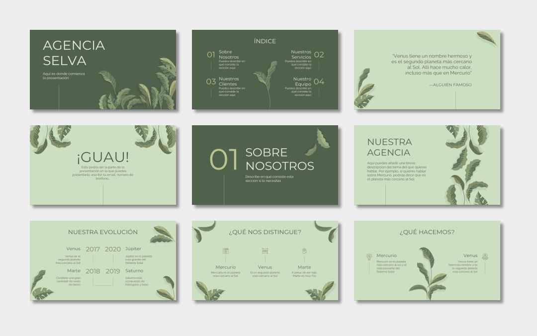 绿色植物绿叶文艺风PPT模板