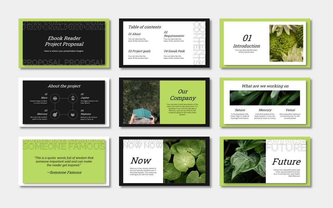 绿色植物绿叶文艺风PPT模板