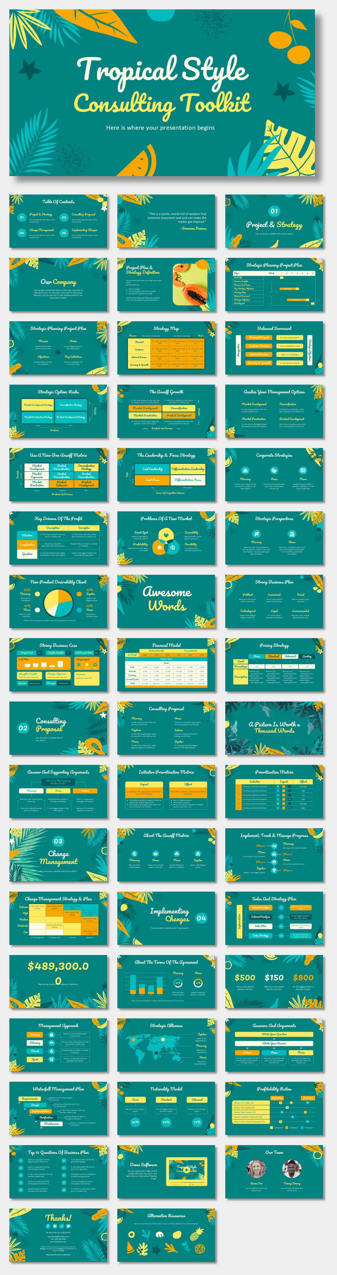 绿色植物绿叶文艺风PPT模板