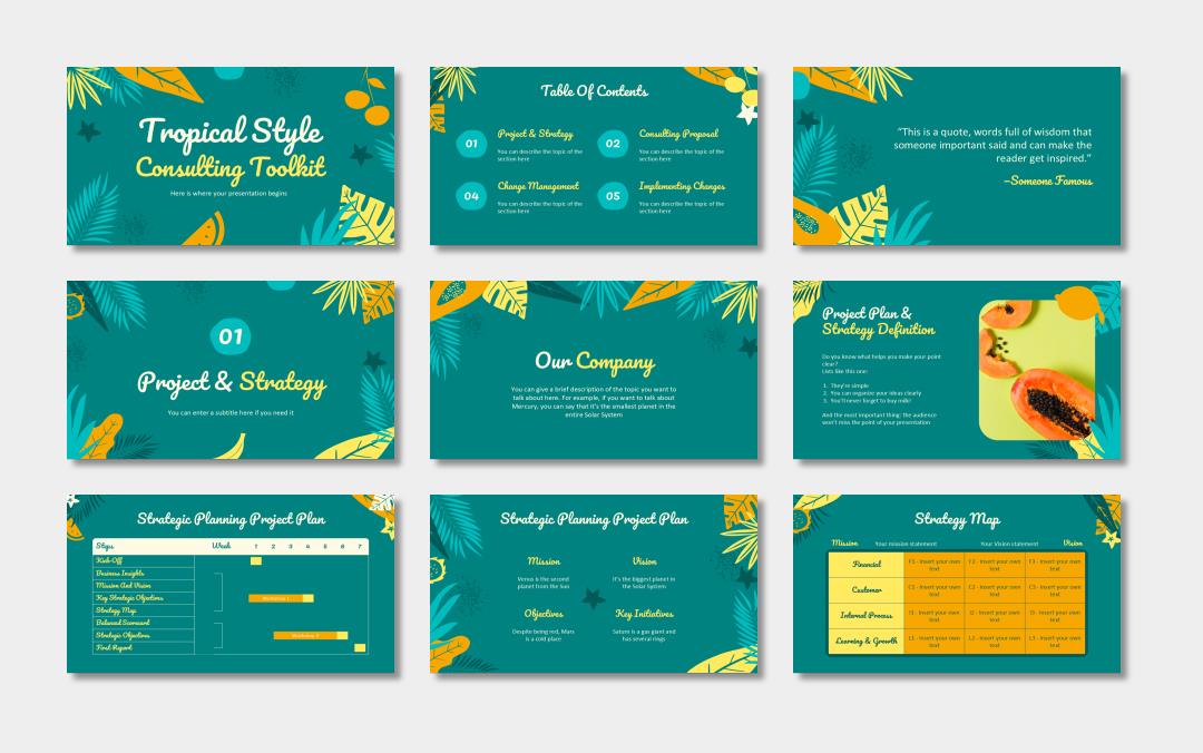 绿色植物绿叶文艺风PPT模板