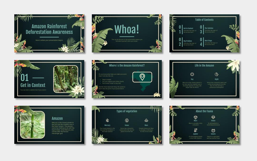 绿色植物绿叶文艺风PPT模板