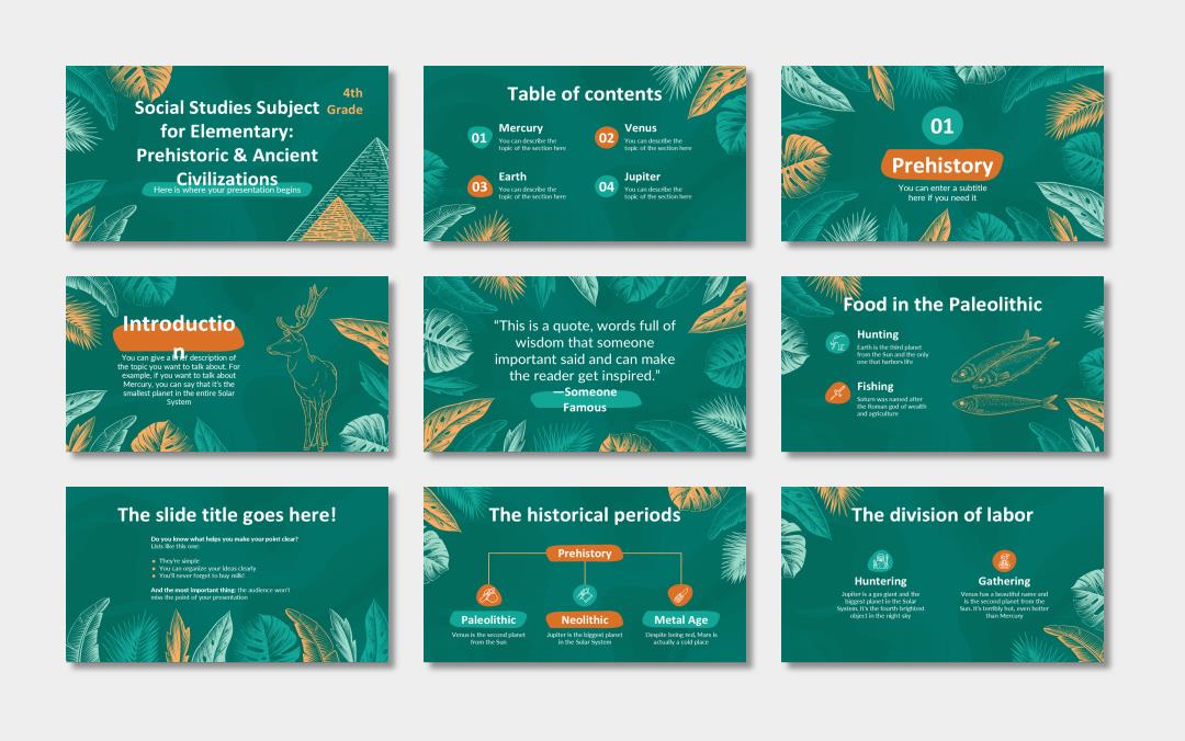 绿色植物绿叶文艺风PPT模板