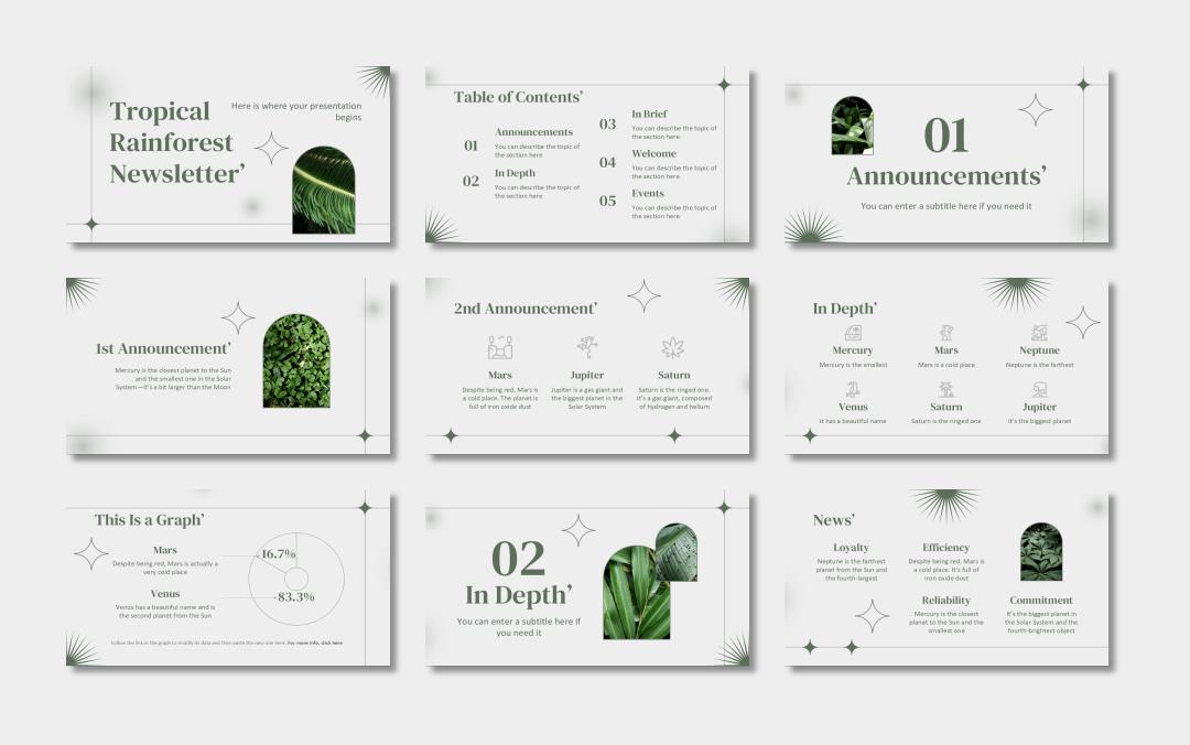 绿色植物绿叶文艺风PPT模板