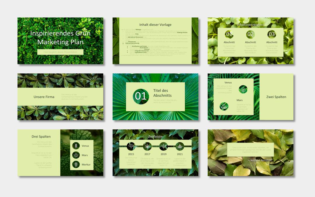 绿色植物绿叶文艺风PPT模板