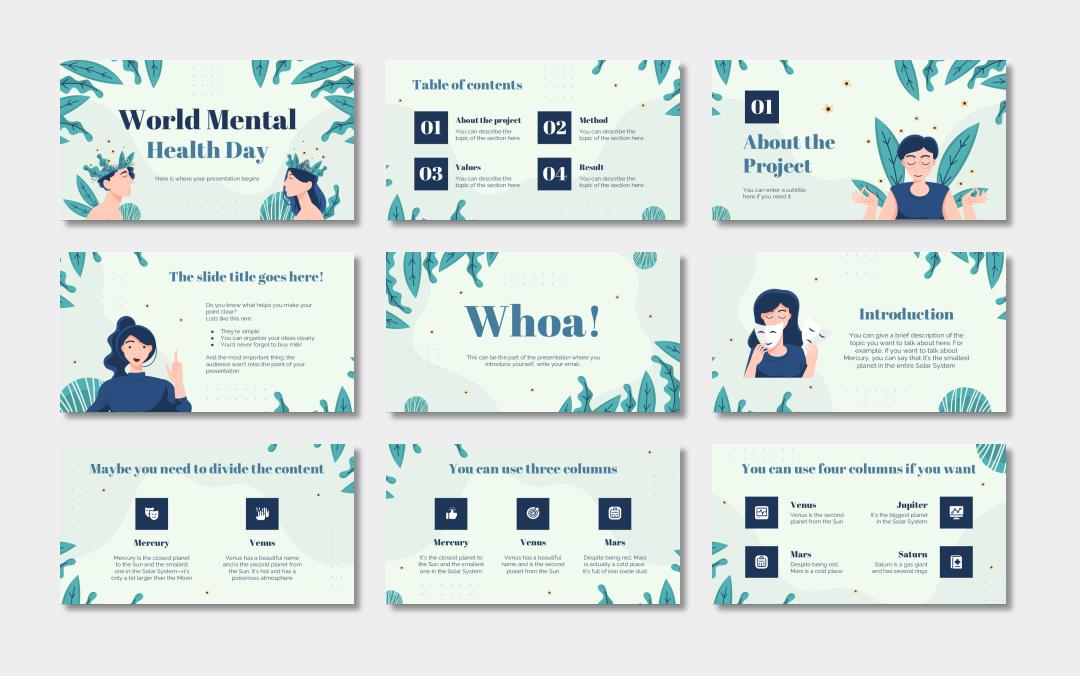 绿色植物绿叶文艺风PPT模板