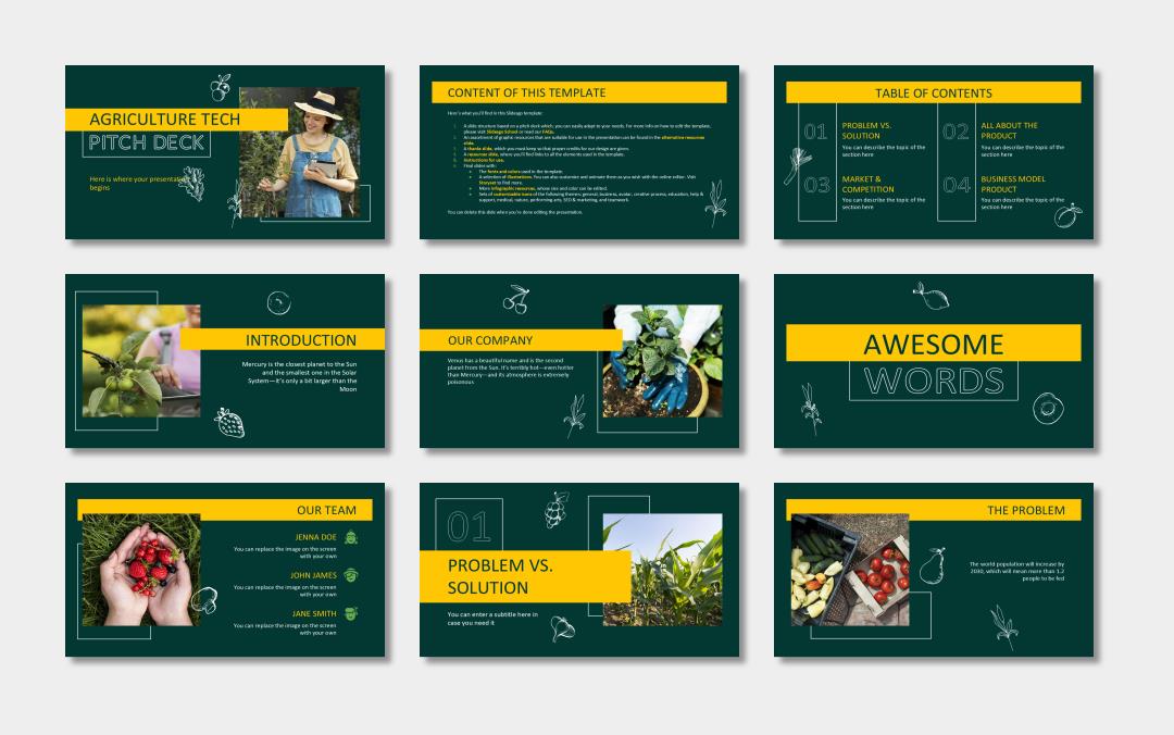 绿色植物绿叶文艺风PPT模板