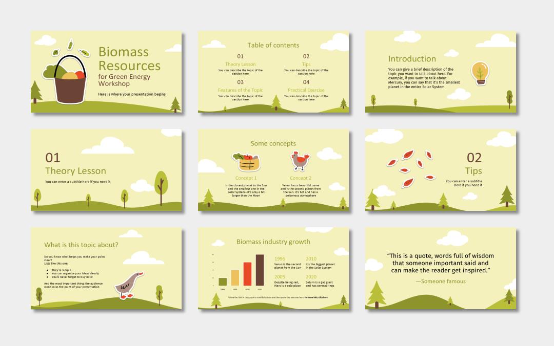 绿色植物绿叶文艺风PPT模板