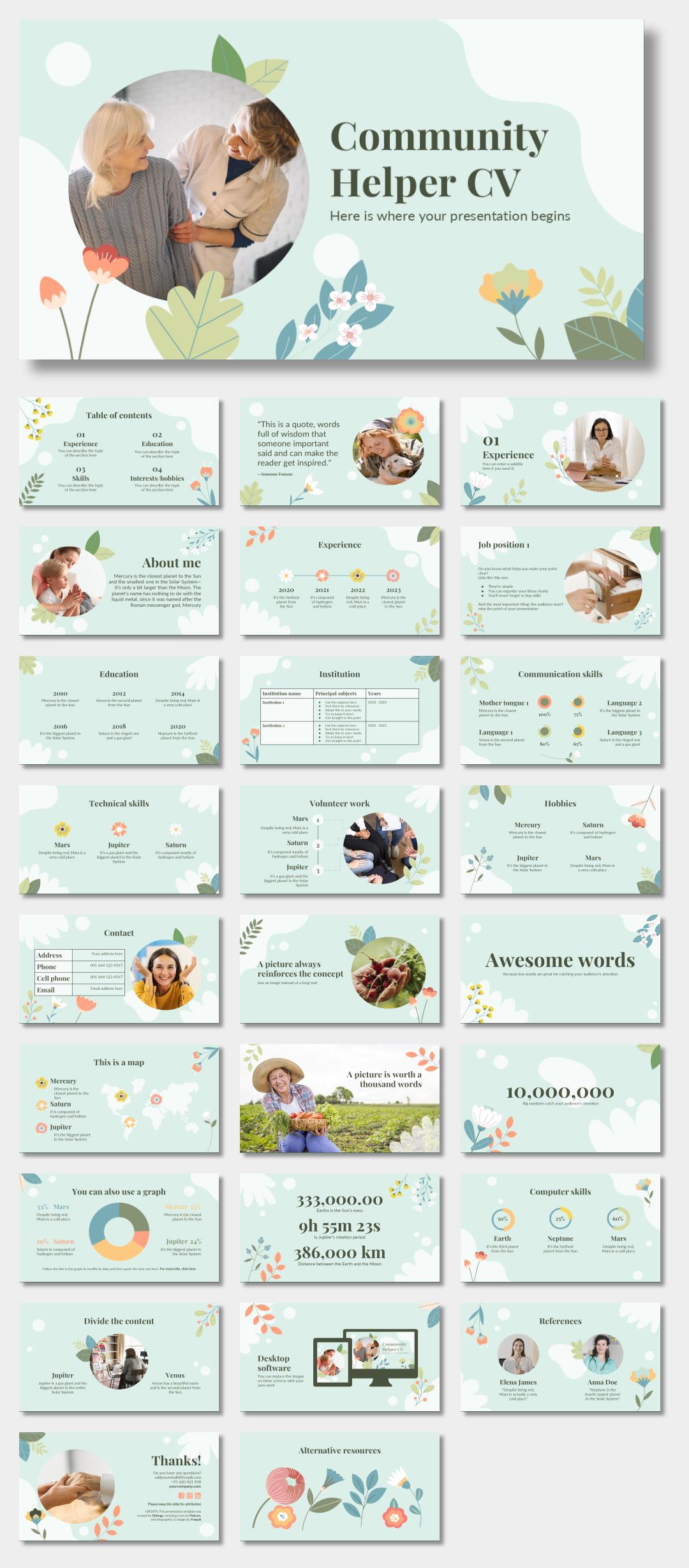 绿色植物绿叶文艺风PPT模板