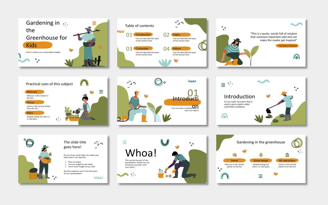 绿色植物绿叶文艺风PPT模板