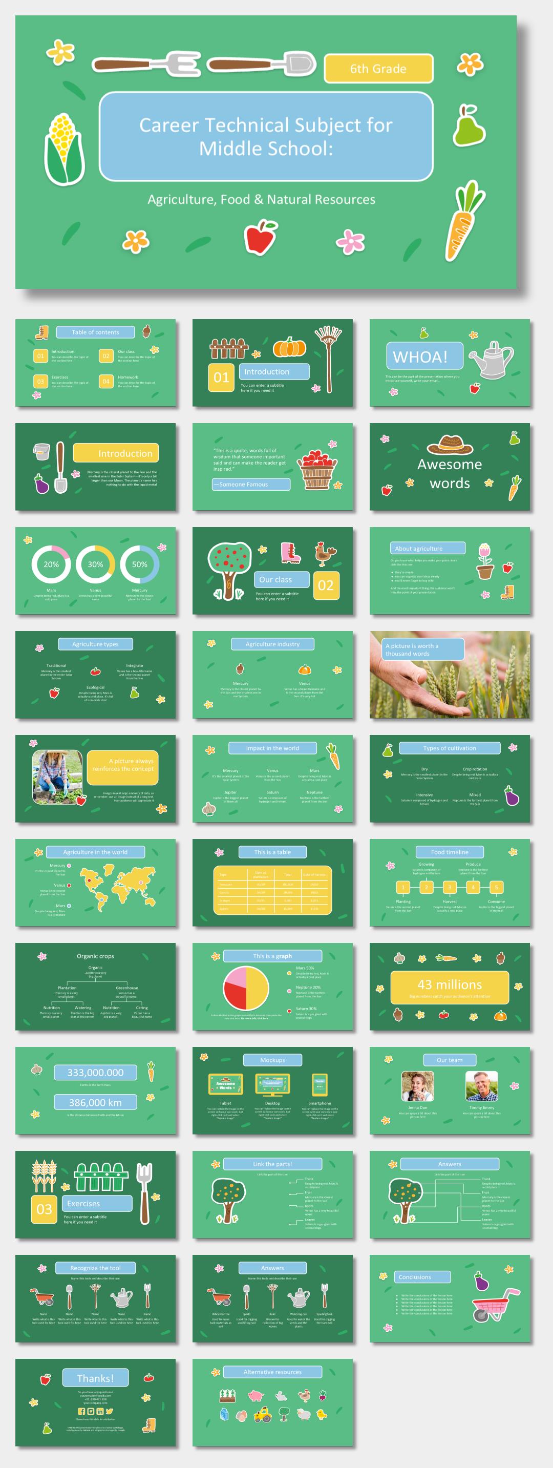 绿色植物绿叶文艺风PPT模板