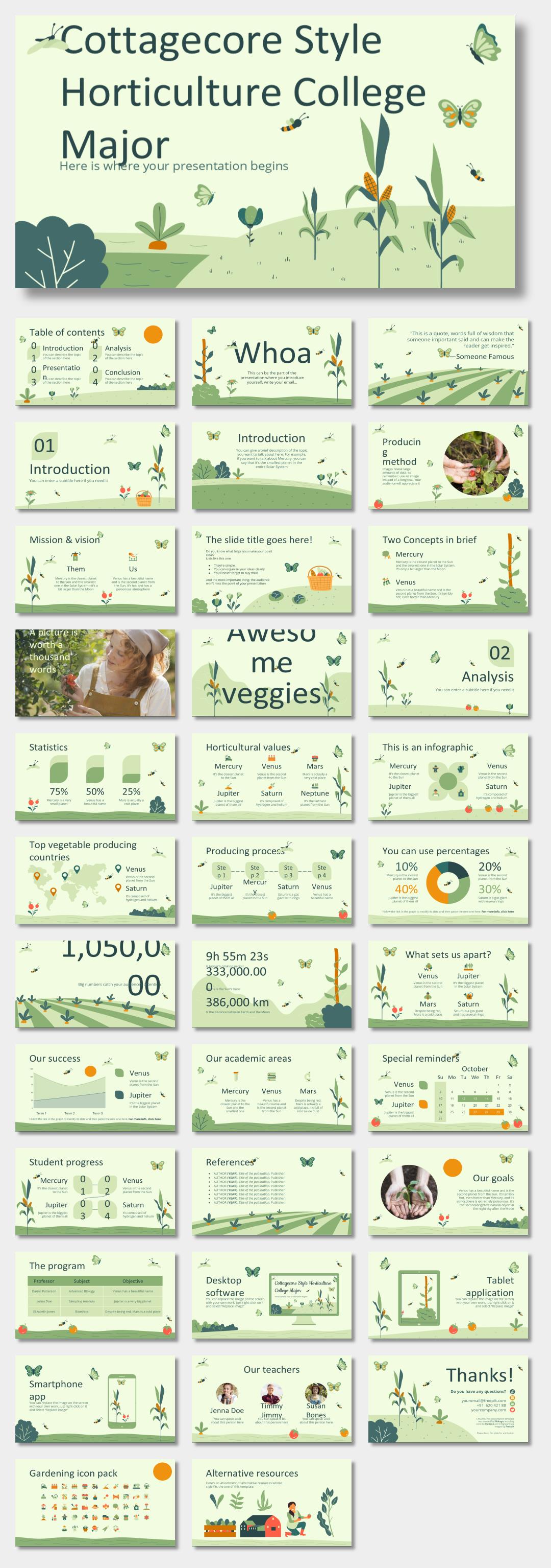 绿色植物绿叶文艺风PPT模板