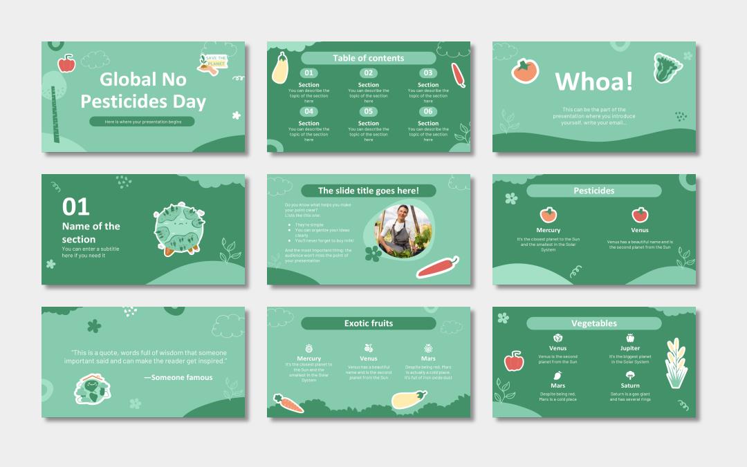 绿色植物绿叶文艺风PPT模板