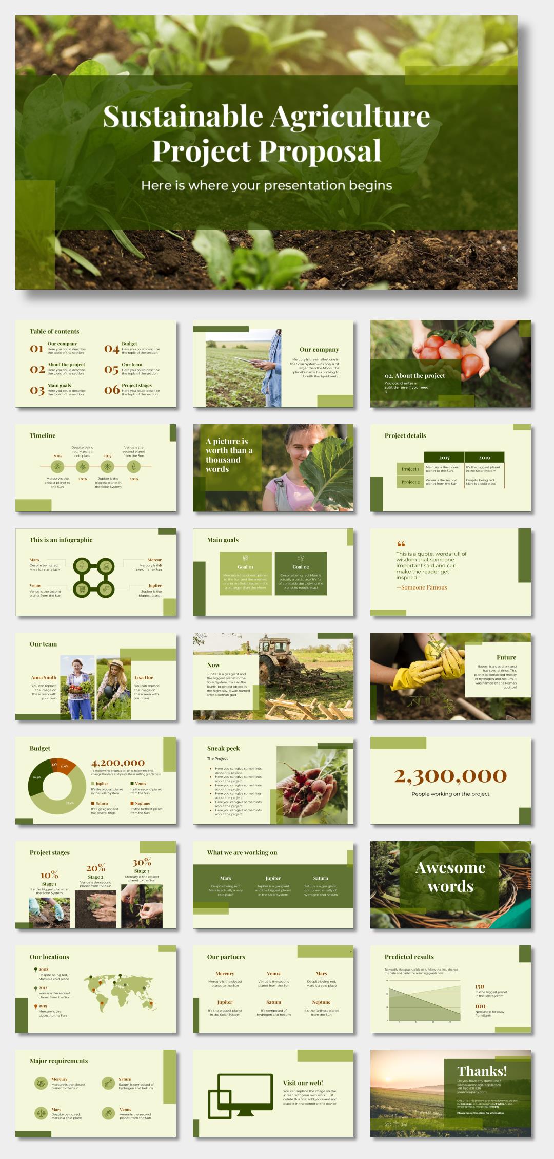 绿色植物绿叶文艺风PPT模板