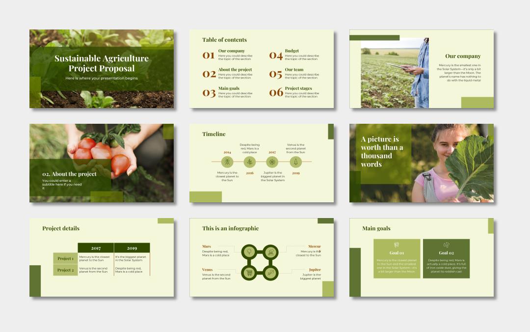 绿色植物绿叶文艺风PPT模板