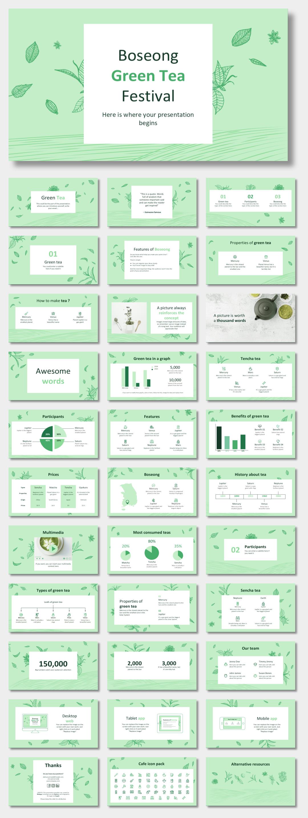 绿色植物绿叶文艺风PPT模板