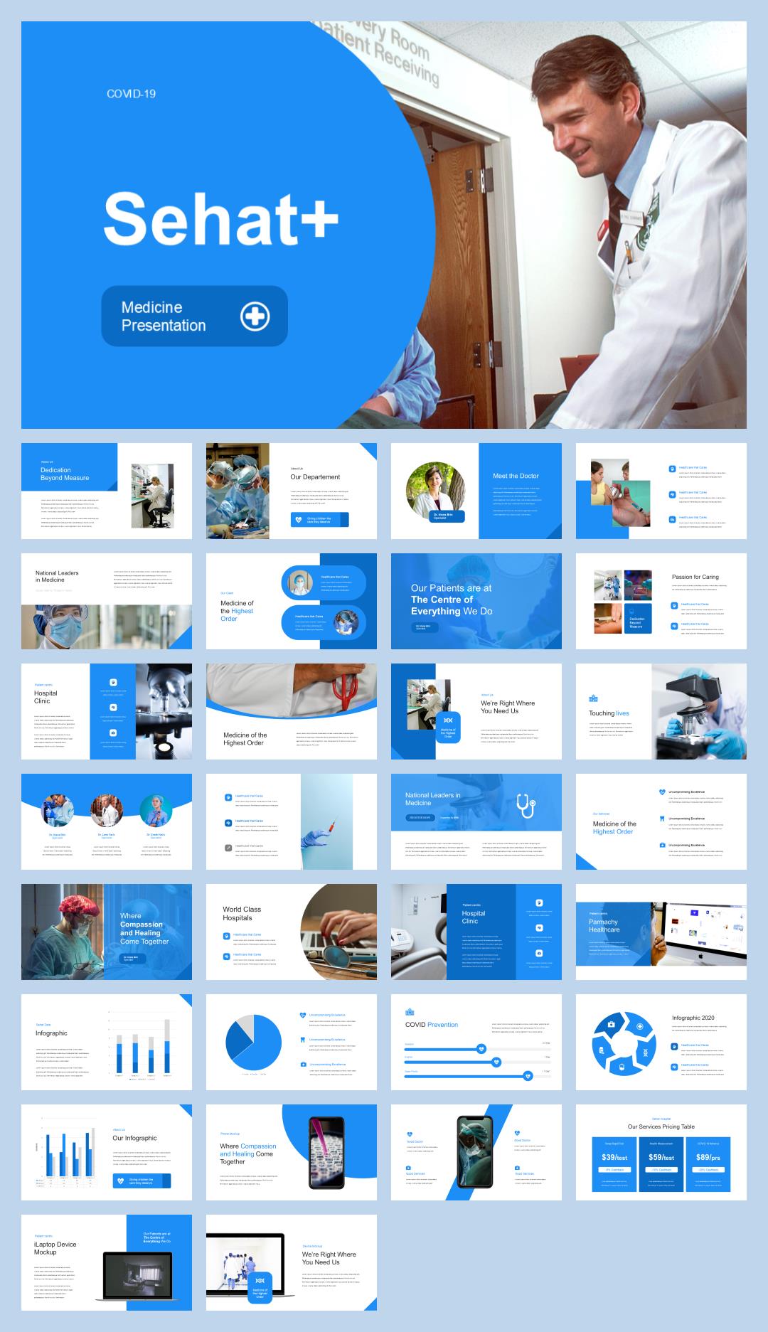 蓝色医疗计划总结PPT模板.pptx