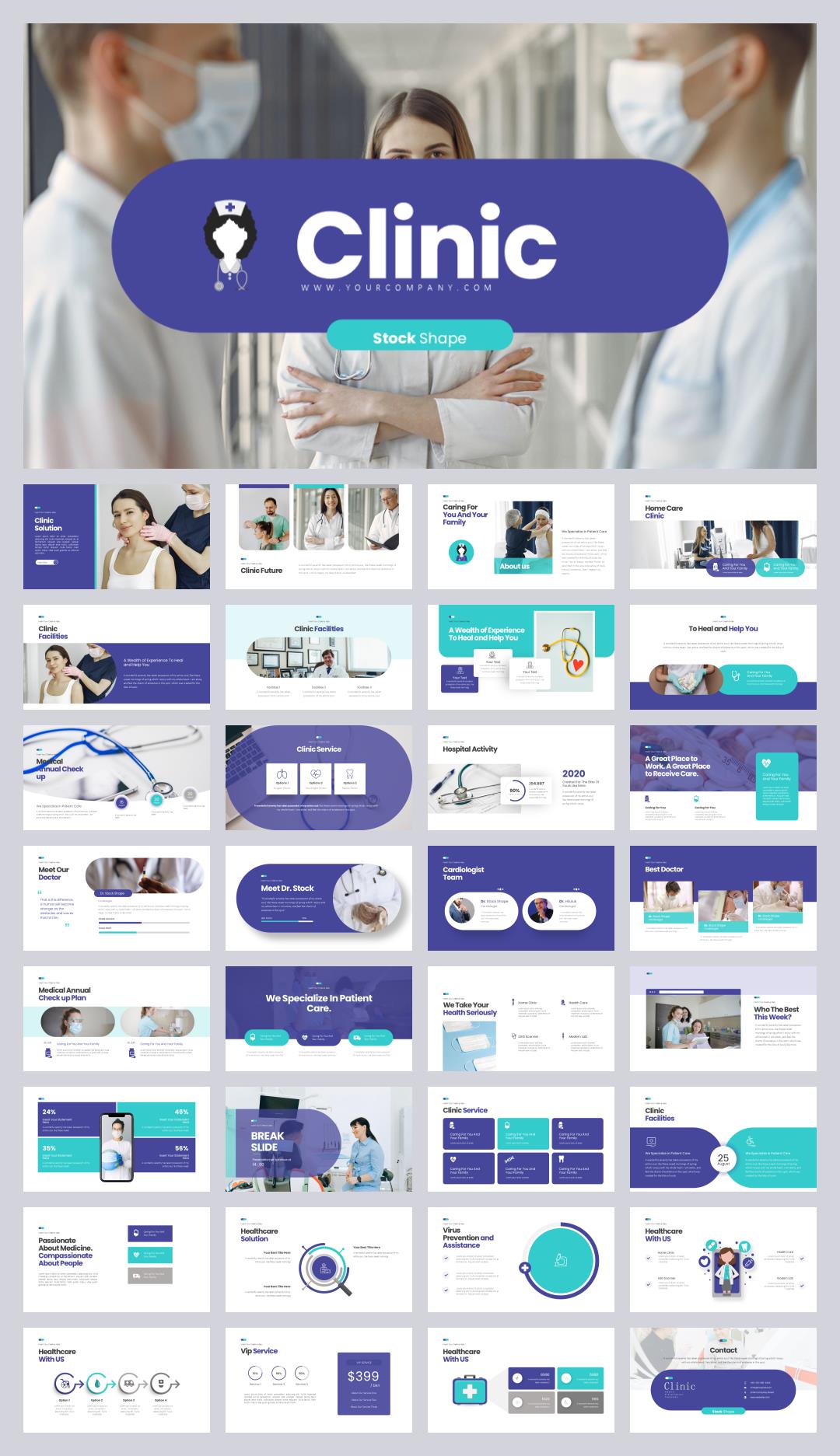 蓝紫色医护团队商务风ppt模板.pptx