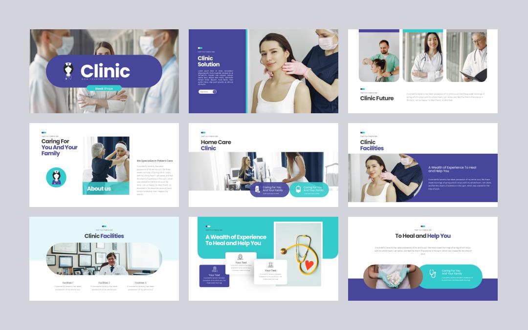 蓝紫色医护团队商务风ppt模板.pptx