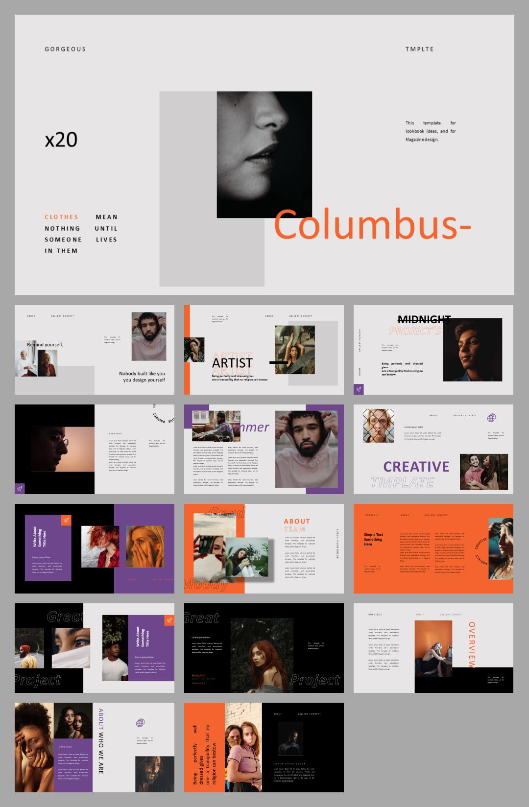 紫橙撞色艺术风ppt模板.pptx