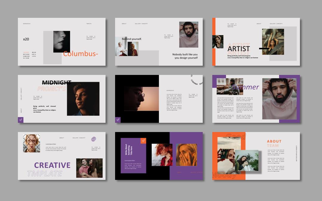 紫橙撞色艺术风ppt模板.pptx