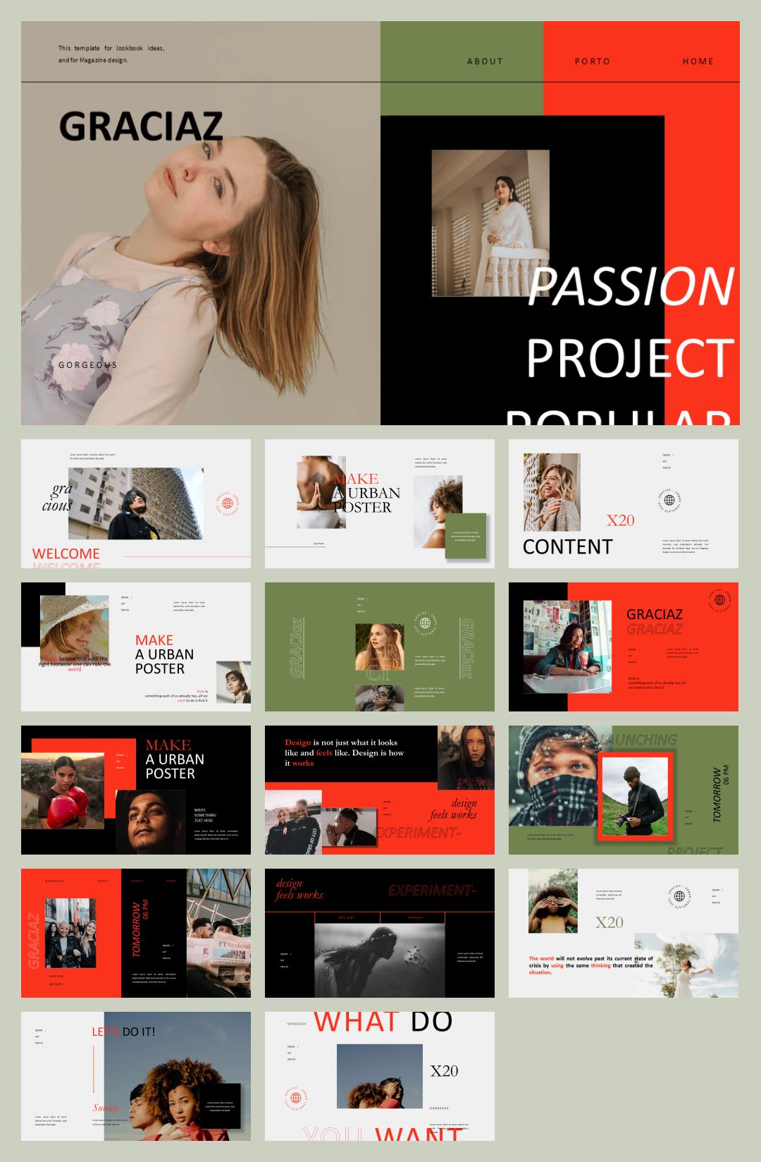 红绿撞色时尚ppt模板.pptx