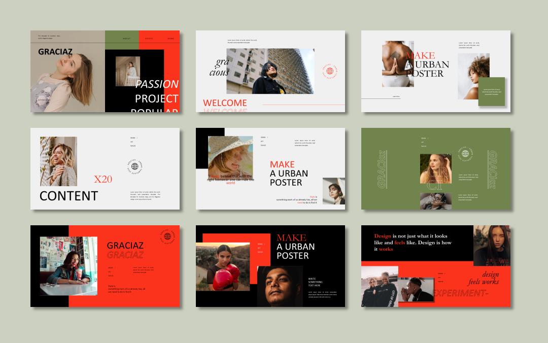 红绿撞色时尚ppt模板.pptx