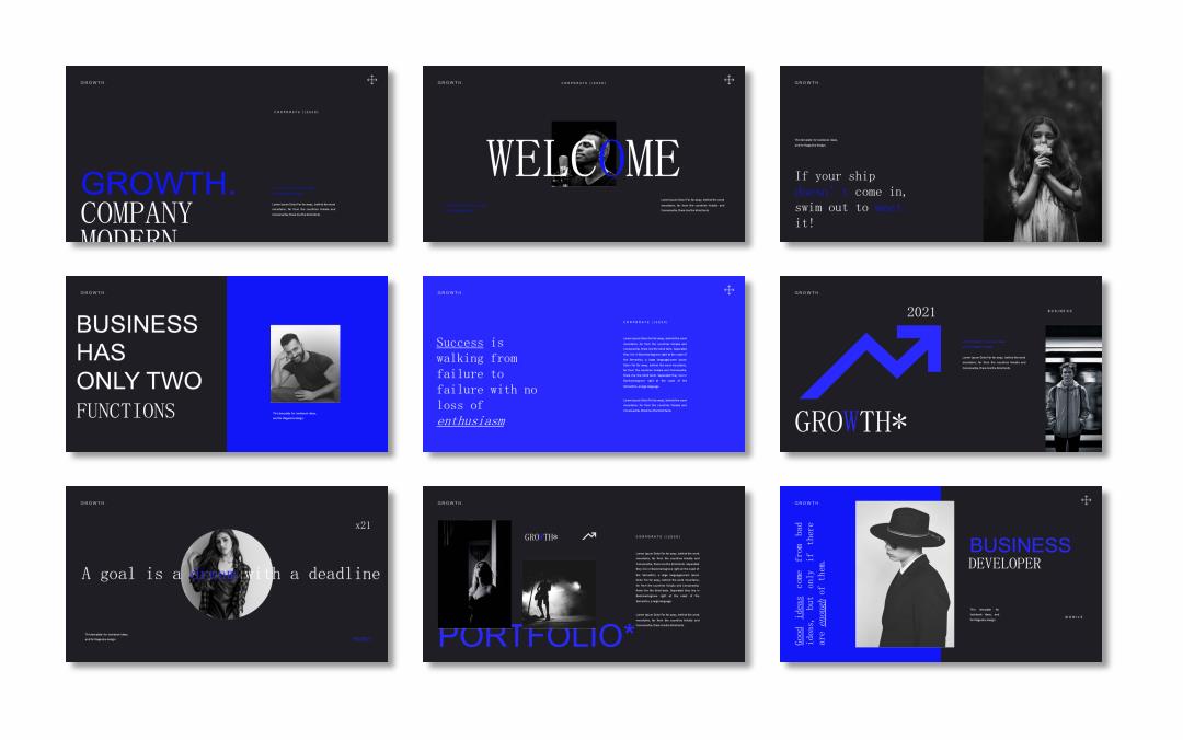 蓝色黑白主题ppt模板.pptx