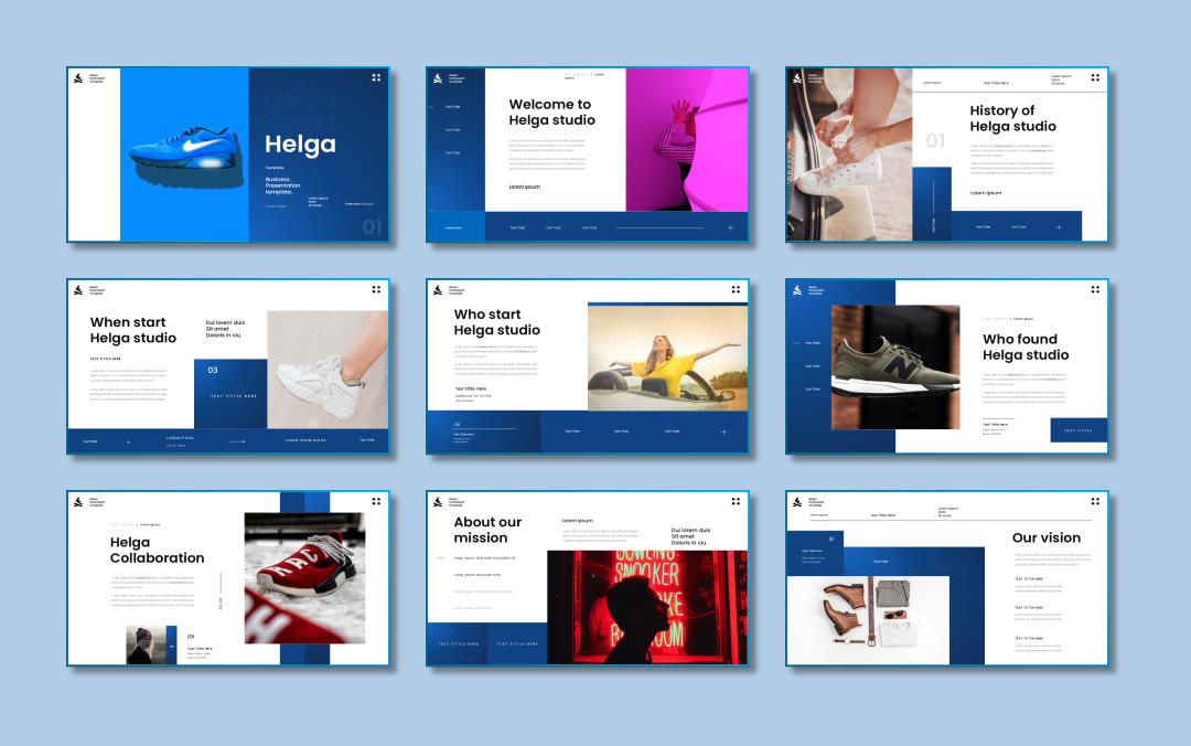 蓝色鞋公司介绍PPT模板.pptx