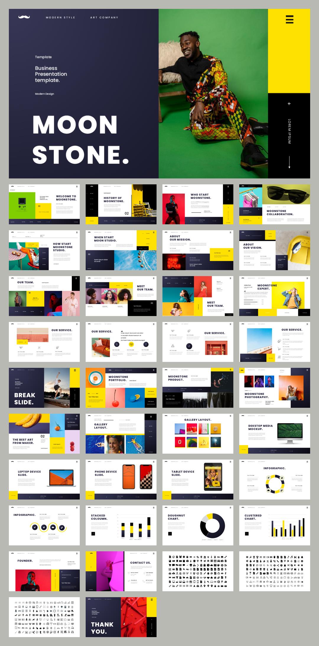 黄蓝色色彩计划总结PPT模板.pptx