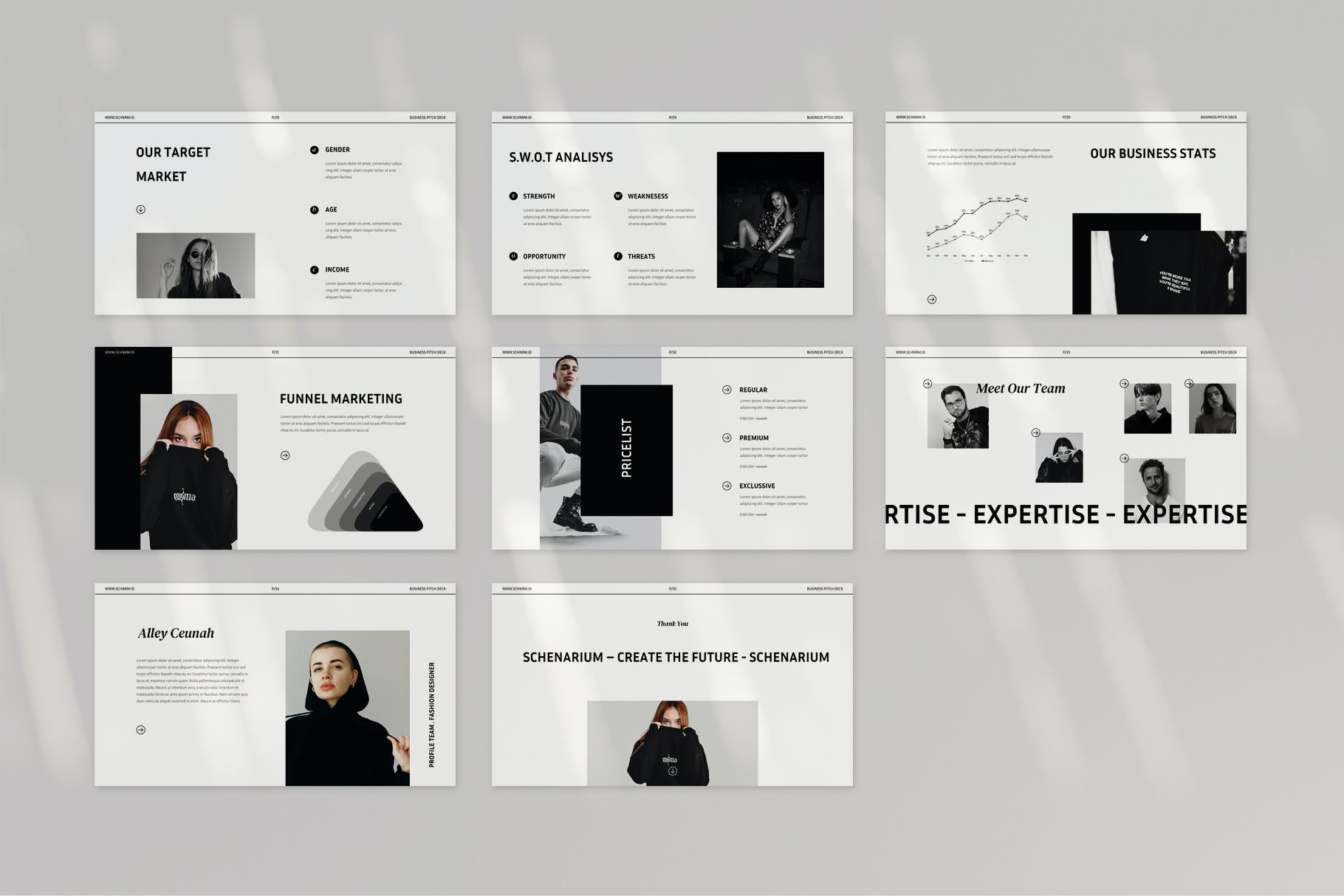 极简主义黑白时尚PPT模板（PPTX,KEY）