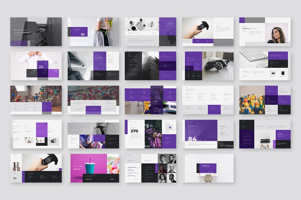 时尚高端专业的高品质专业配色powerpoint幻灯片演示模板（pptx）